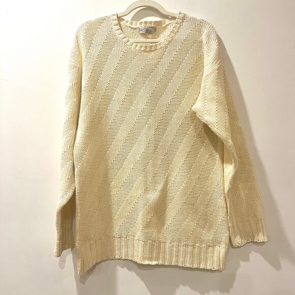 Vtg Gap Ramie Cotton Blend Tunic Sweater Ivory Cream Medium Crewneck - Picture 1 of 8